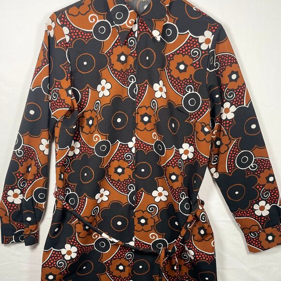 Flower Power Hippie 60s/70s Polyester Retro Dress with zipper Lady Bayard - Picture 1 of 7